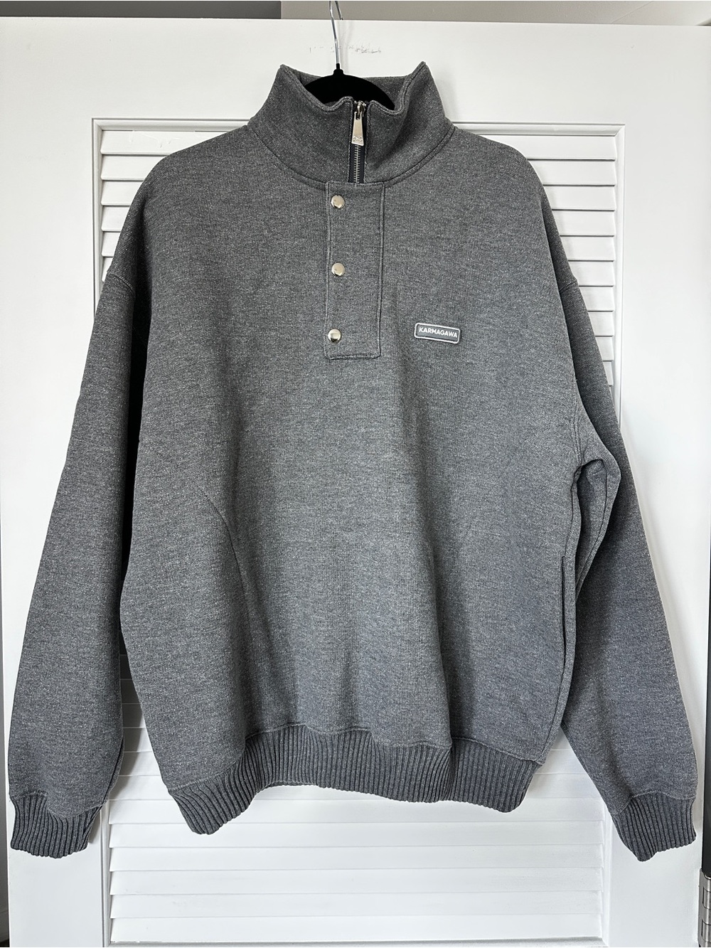Karmagawa Peru 1/4 Zip Grey Pullover Sweatshirt Sustainable Men’s L